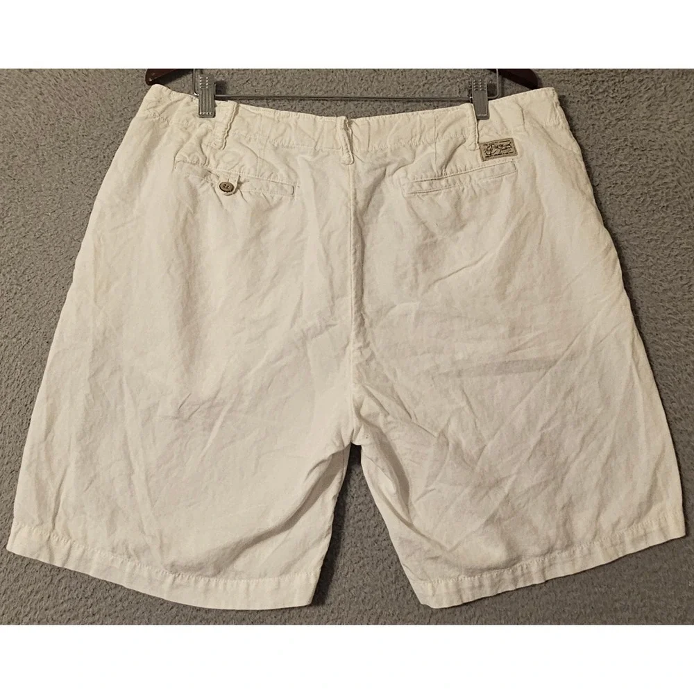 Polo Ralph Lauren Mens White Classic Fit Linen Cotton Blend Shorts Size 36 x 8